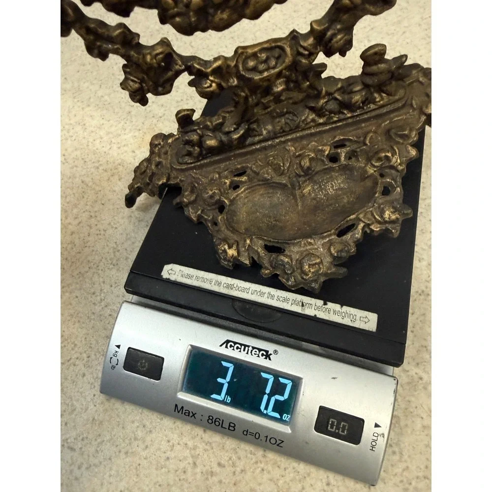 Vintage Victorian Ornate Cast Metal Vanity Table Mirror Art Nouveau Bronze Style
